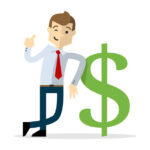 Vector of a businessman with a dollar sign radix accounting
